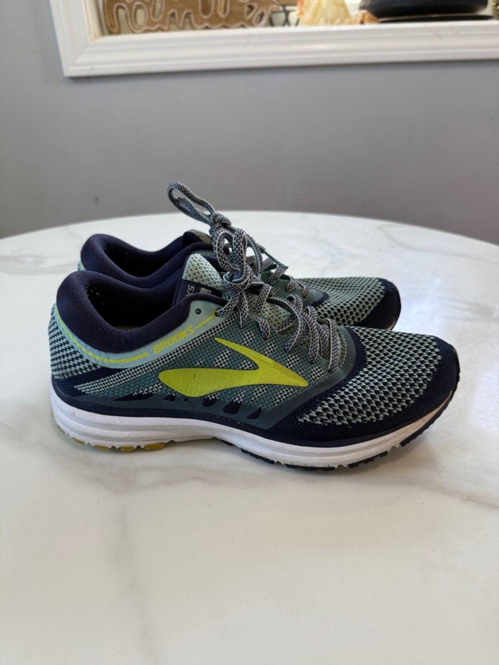 Brooks women’s Athletic Running Shoes - Navy and Lime Green